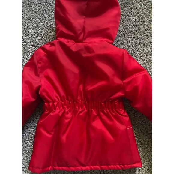 VTG Toddler Girls Red Hooded Quilted Lined Jacket Embroided Flower & Heart SZ 4T - Picture 3 of 6